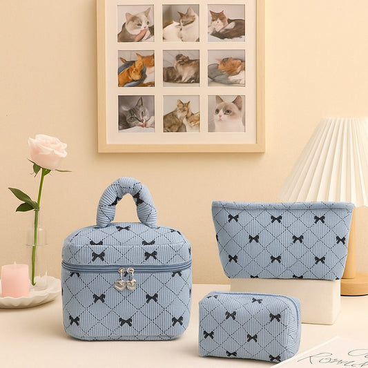New Corduroy Bow-knot Home Fashion Large-capacity Makeup Bag