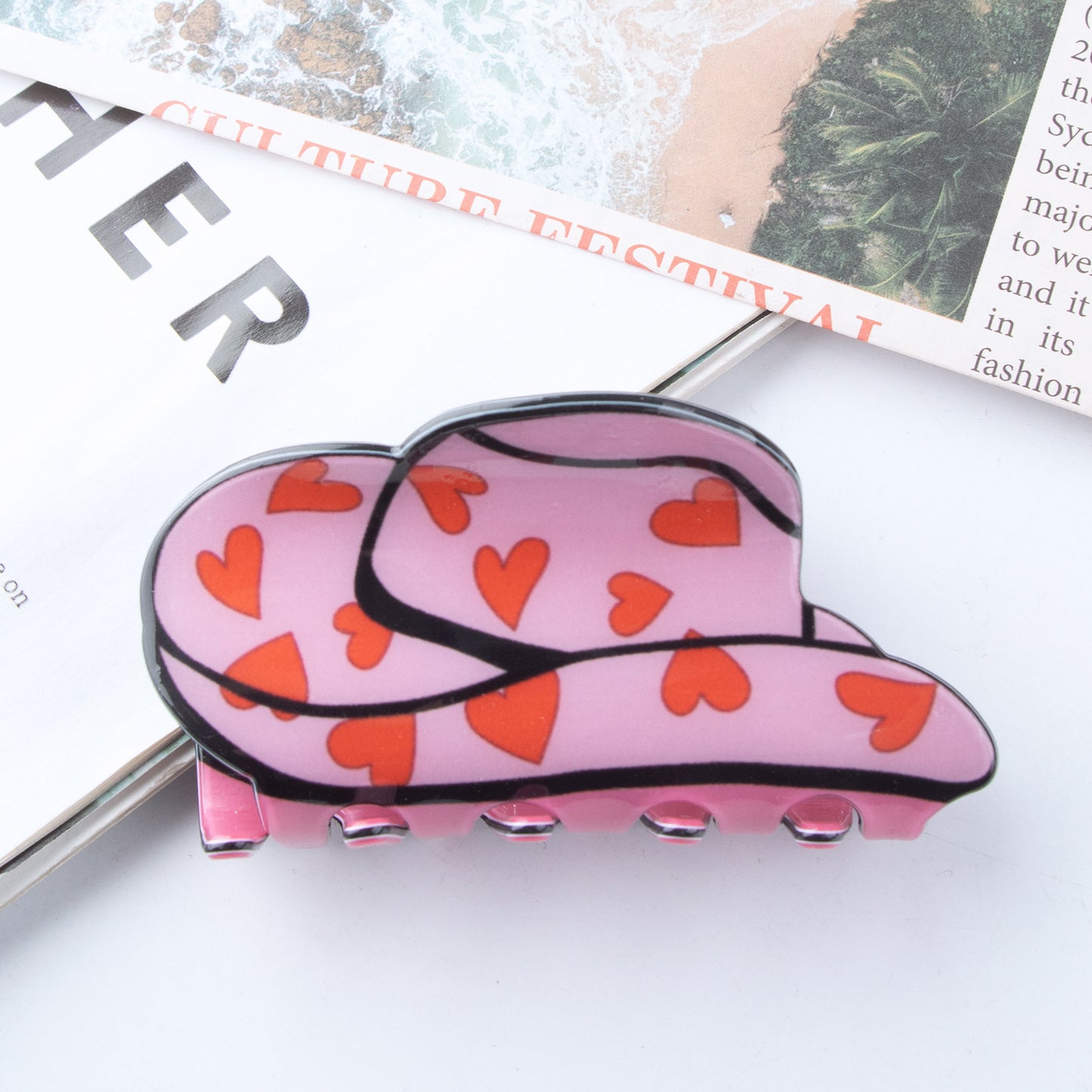 Cute Heart-shaped Sunflower And Cow-patterned Hat-style Hair Clip