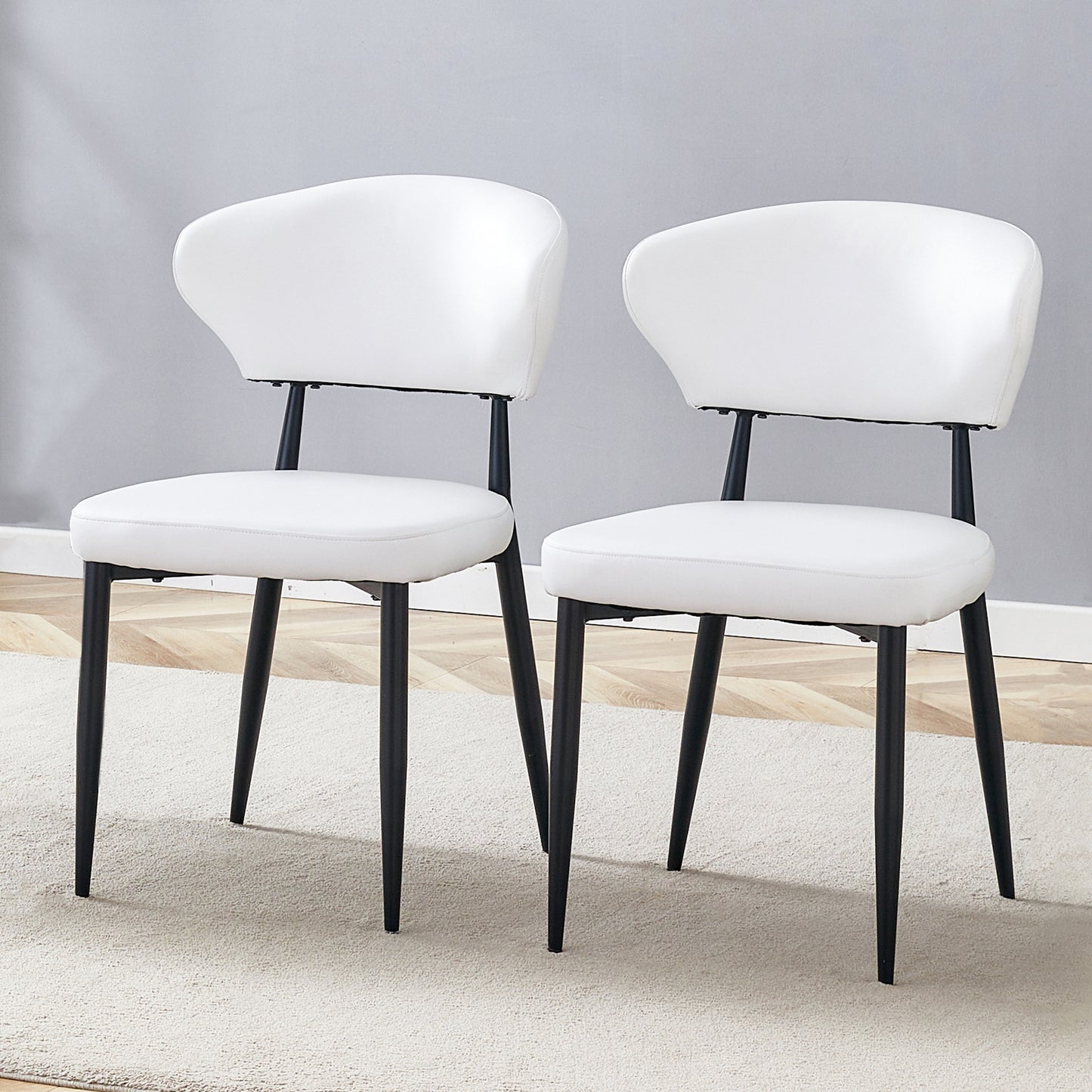 White Minimalist Ergonomic Dining Chair With Curved Backrest, Comfortable In Design Opens Up A New Sitting Posture Full Of Comfort And Simple Eleganz.Im Package Of 2 Chairs.