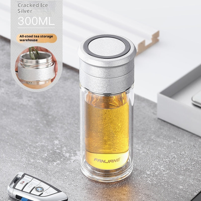 Chinese Character Simplificationcomplication Tea-water Separation Glass Cup Double-layer Teacup Pass