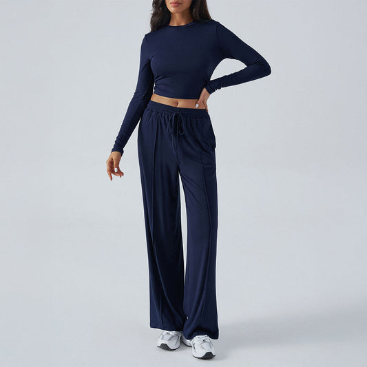 European And American Yoga Sports Long Sleeve Inner Wear Trousers Suit Women