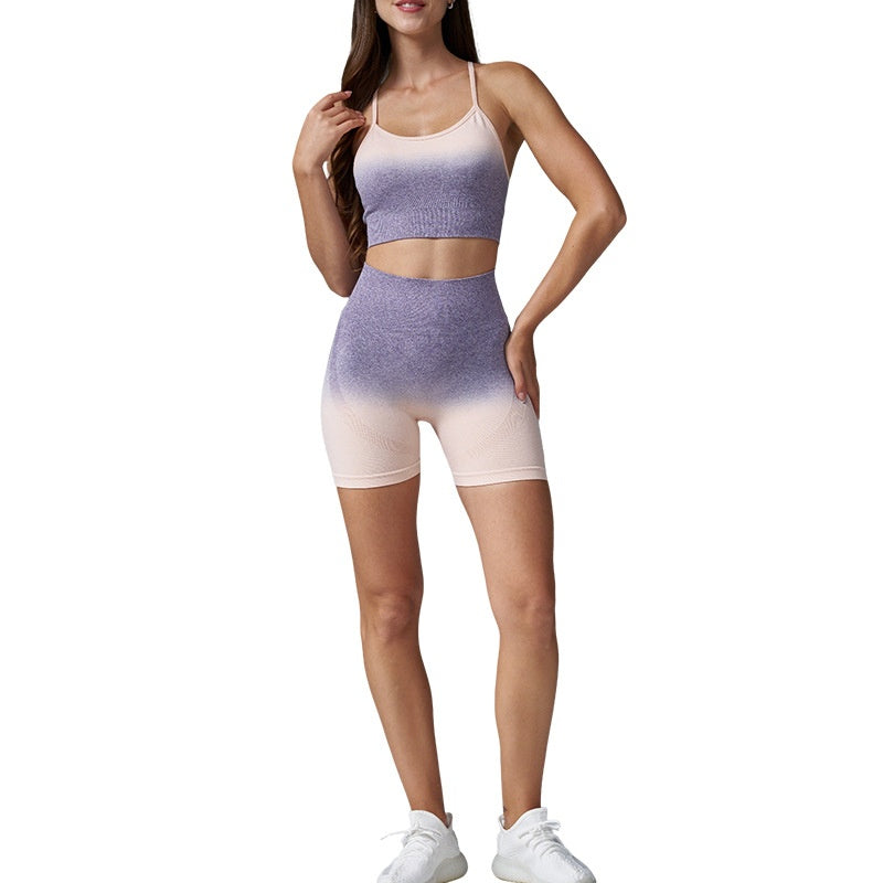 Three-Quarter Yoga Shorts Hip-Lifting Fitness Running Sports Set