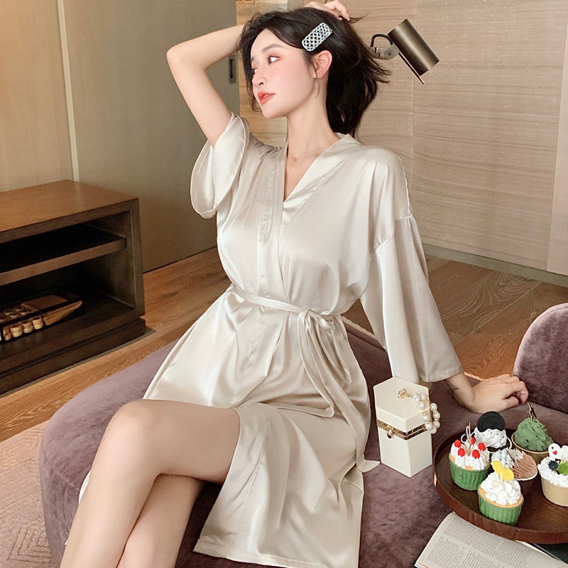 Ice-silk Pajamas For Women Wearable Outside The Home