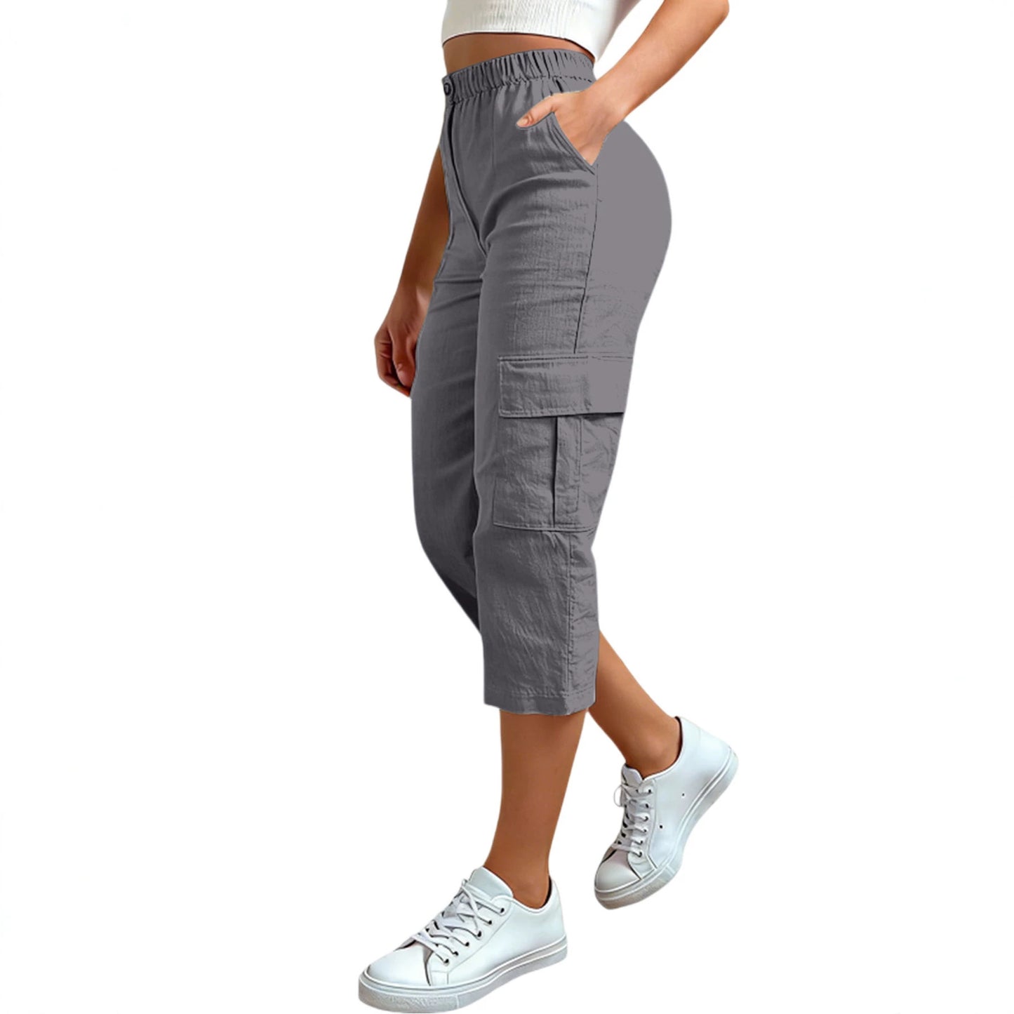 Loose-fit Casual Pants With Multiple Pockets Cross-border Fashion Cropped Trousers