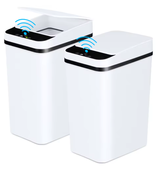 2 Pack 12L Bathroom Automatic Trash Cans Touchless Motion Sensor Slim With Lid For Bathroom Bedroom Living Room Office White