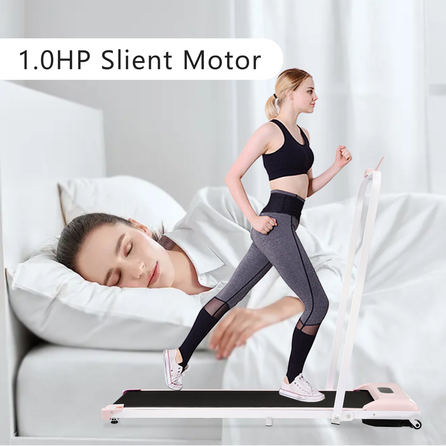 2 In 1 Treadmill For Home, Treadmill With Remote Control 1-6 Km H Speed With LED Display & Bluetooth Speaker & Phone Holder, Treadmill For Home & Office, Easy To Fold, Assembly Distance
