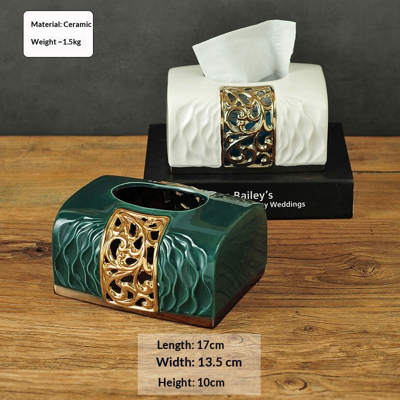 Chinese-style Ceramic Tissue Box For Home Use