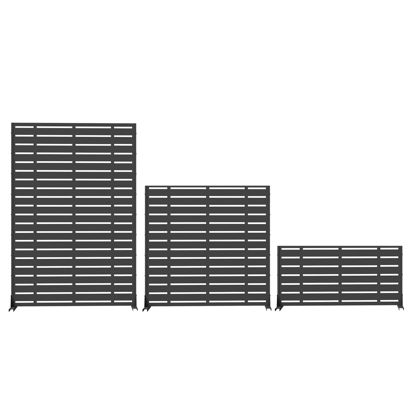 Outdoor Privacy Screen, Freestanding Patio Screen With Metal Frame & Resin Panels, Modern Decorative Privacy Fence For Patio, Garden, Balcony