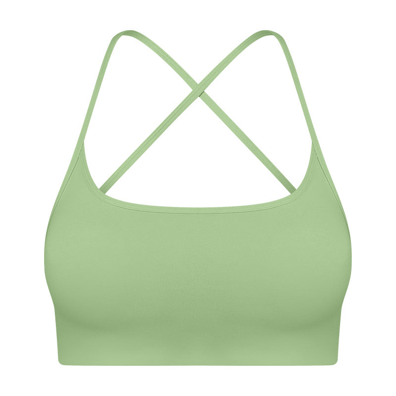 Summer Outdoor Wear Crisscross Back-enhancing Sports Bare-feel Bra With Thin Straps