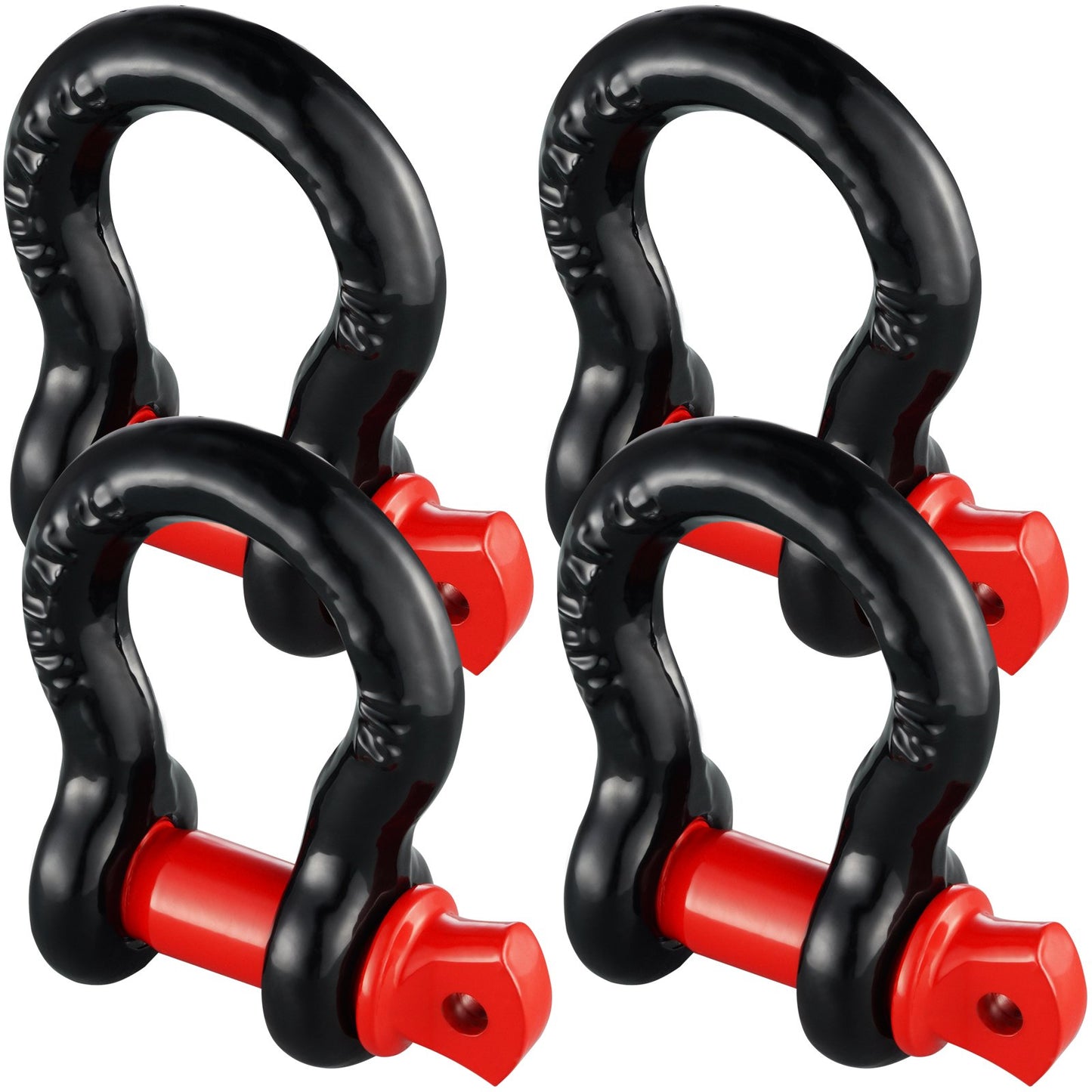 1/2' D-Ring Shackle, 4 Pack Alloy Steel Shackles 17637 Lbs (8 Ton) Break Strength With 5/8' Screw Pin, Heavy Duty Off Road Vehicle Recovery Shackle, Towing Accessories For Jeep Truck, Black