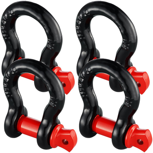 1/2' D-Ring Shackle, 4 Pack Alloy Steel Shackles 17637 Lbs (8 Ton) Break Strength With 5/8' Screw Pin, Heavy Duty Off Road Vehicle Recovery Shackle, Towing Accessories For Jeep Truck, Black