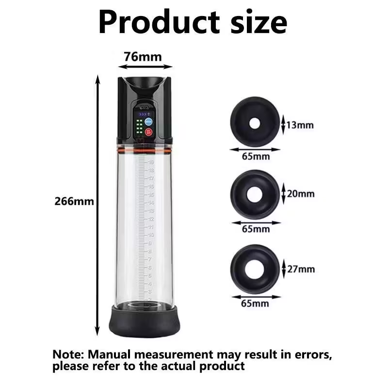 2-in-1 Pump Vacuum Pump And Silicone Extender For Men's Enhancement And Muscle Massage Black