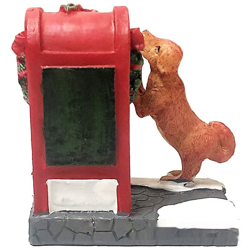Christmas Gift Home Decor Resin Crafts Ornaments Cartoon Little Red Dog Mailbox Animal Accessories