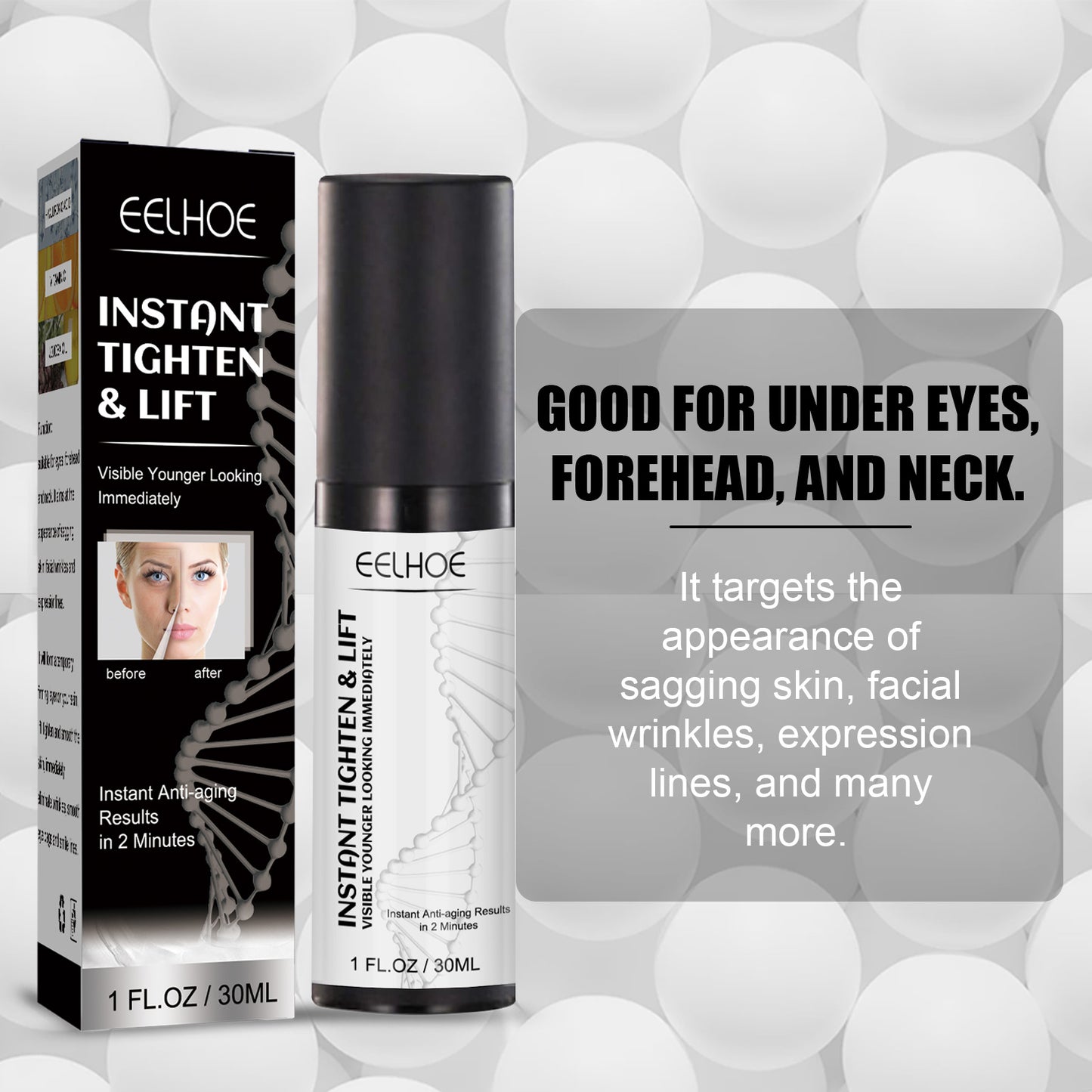 EELHOE Instant Facial Firming And Lifting Serum, Smoothing And Brightening Essence Lifts And Tightens Facial Skin