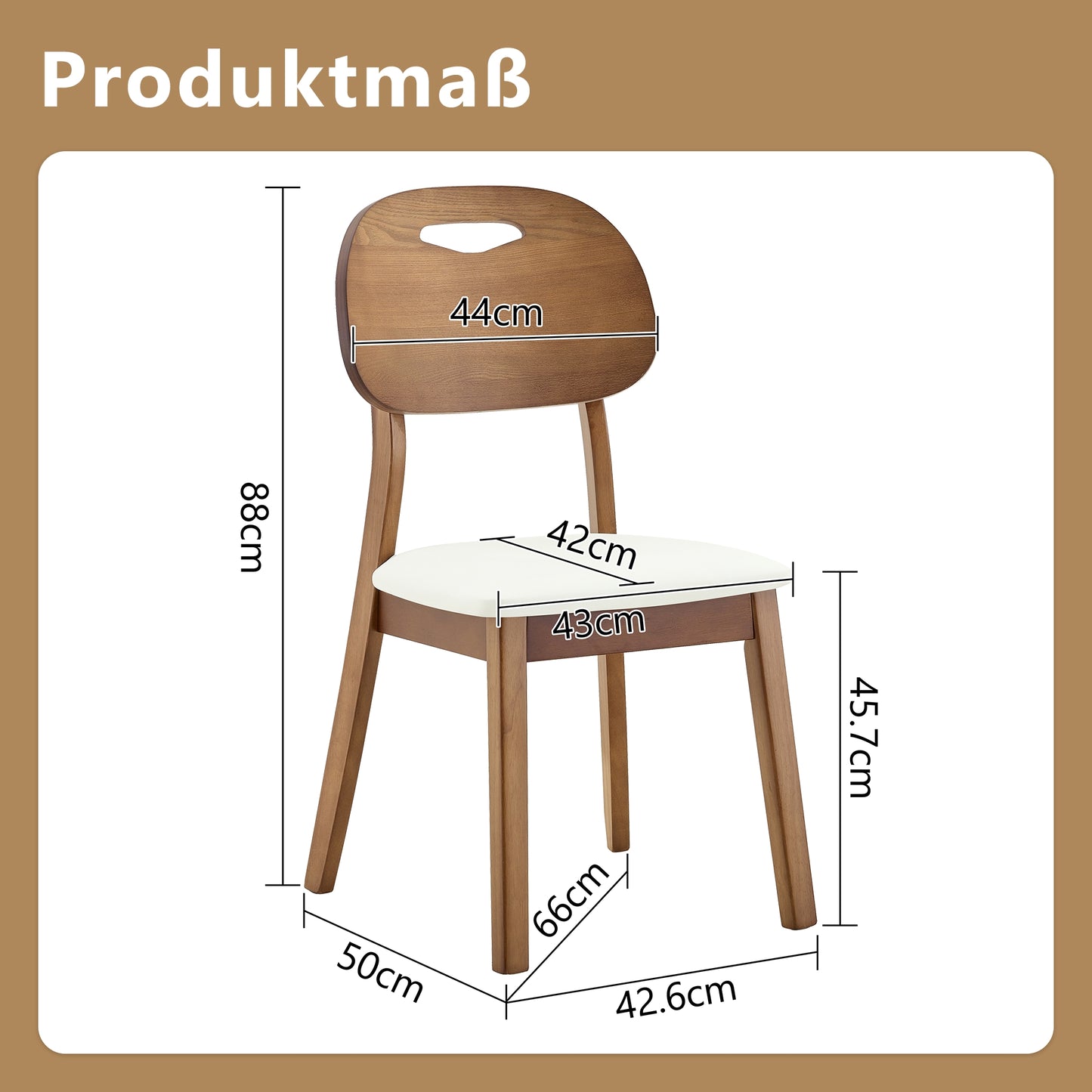 Set Of 2 Dining Chairs With Oval Backrest, Modern Wooden Chairs With Carry Handle Design, Upholstered Kitchen Chairs For Dining Room Living Room, Only Chairs Without Table