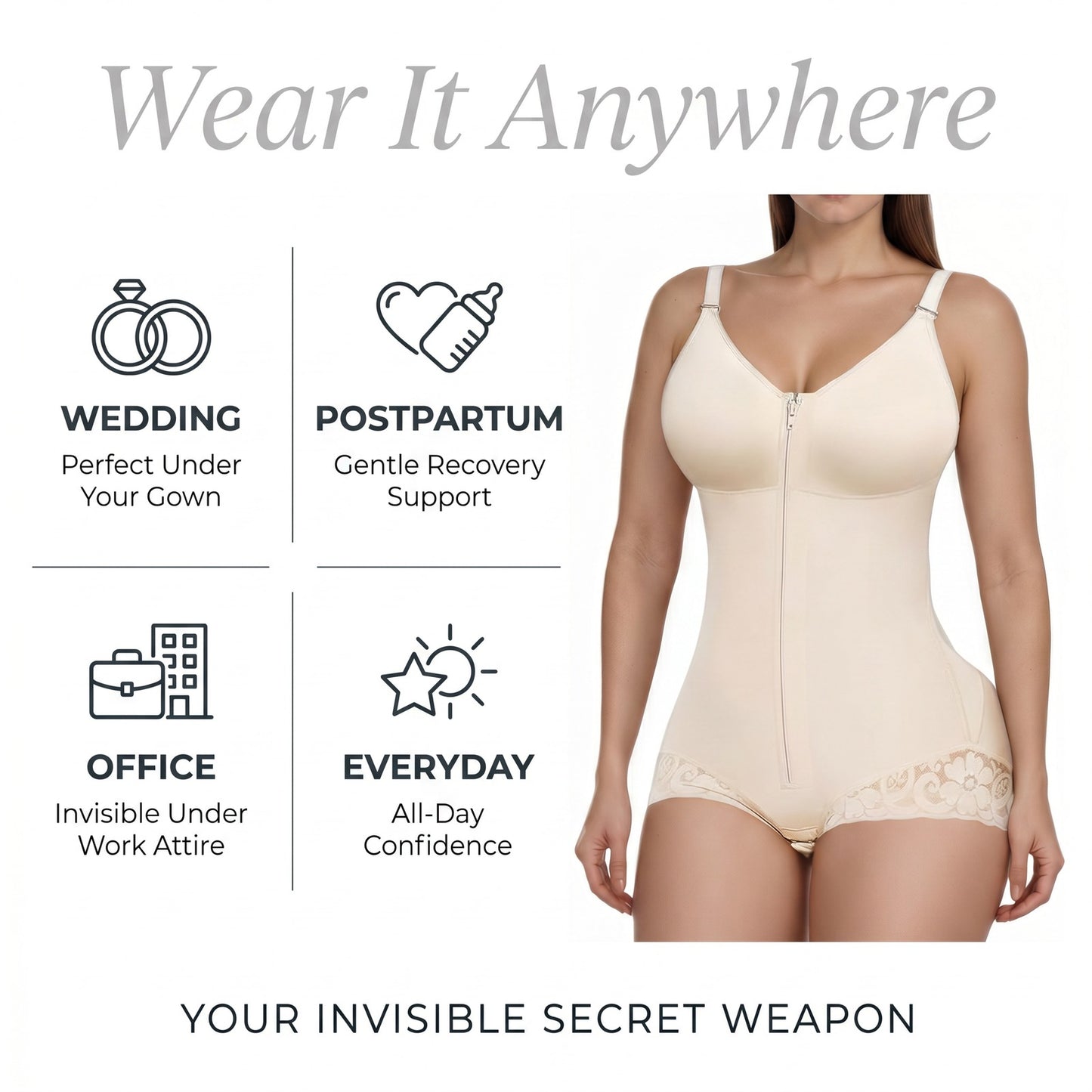 Fajas Colombianas Moldeadoras Shapewear Tummy Control For Women Body Shaper Girdles Compression GarmentKey Features