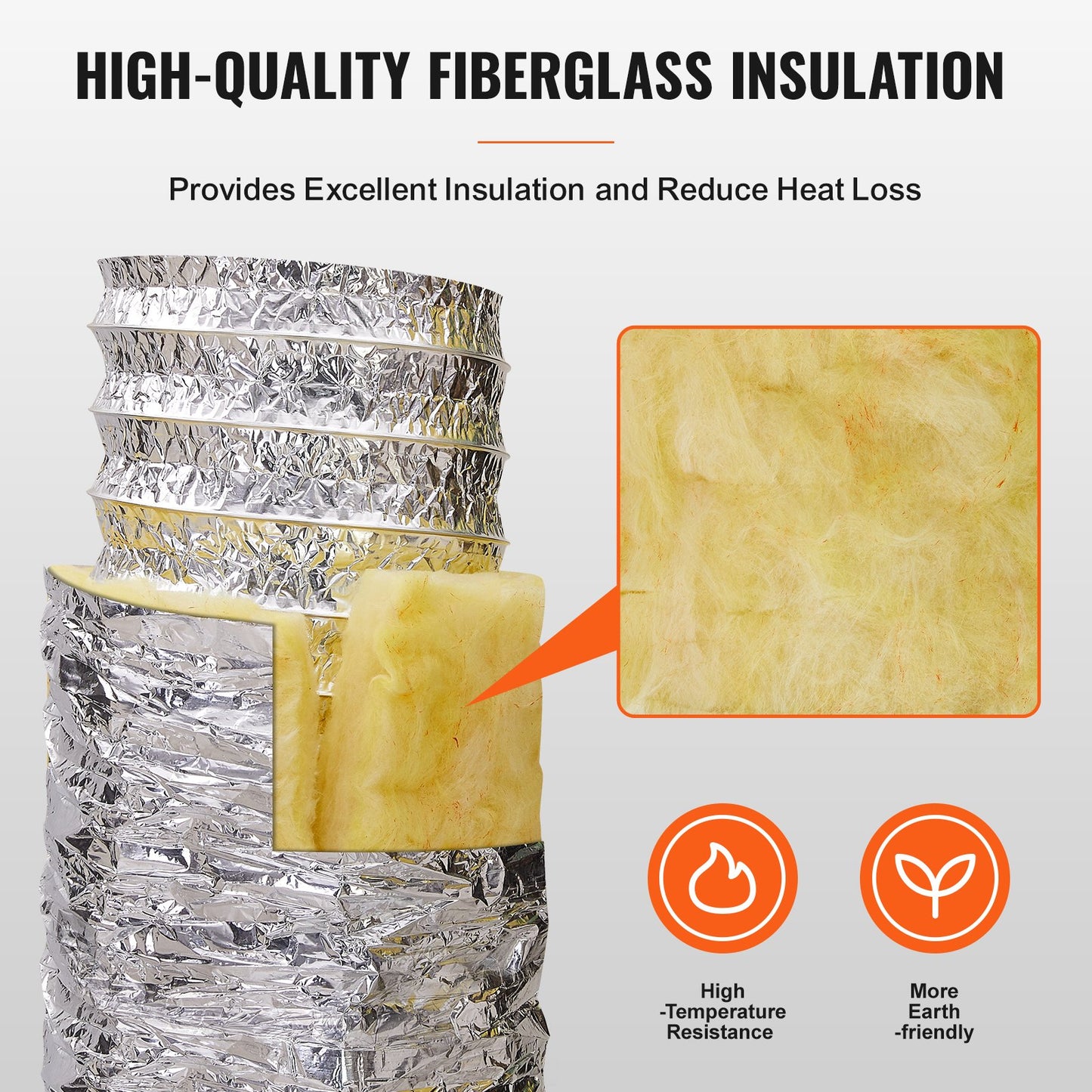 Dryer Vent Hose, 6'' Insulated Flexible Duct 25FT Long With 2 Duct Clamps, Heavy-Duty Three Layer Protection For HVAC Heating Cooling Ventilation And Exhaust, R-4.2 Flame Resistance Value