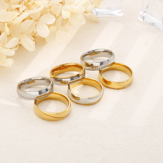 Korean-style Designed Titanium Steel Engagement Rings For Couples