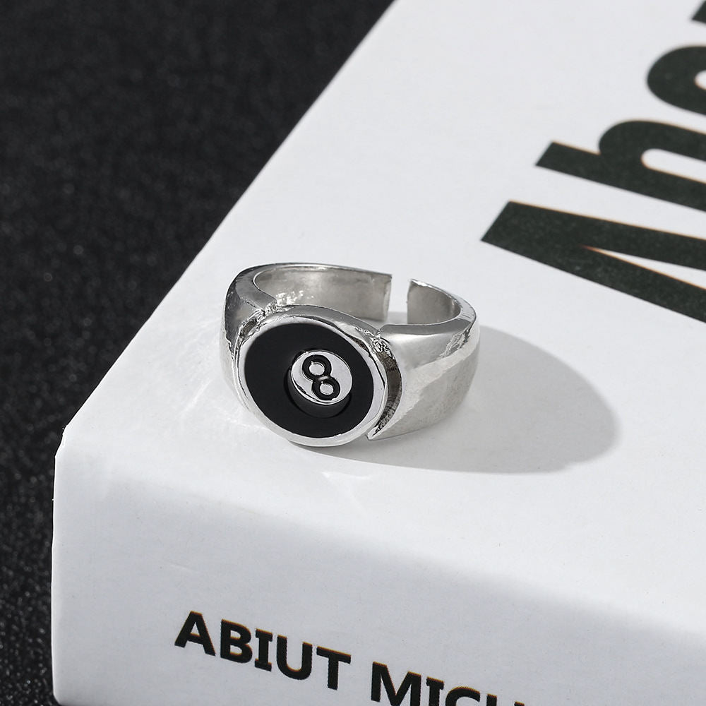 Alloy Men's Creative Personal Accessories Billiards Black With Numbers 8 Ring