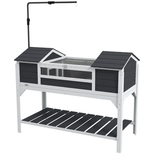Tortoise Enclosure Tortoise House With Adjustable Lamp Holder Storage Shelf, Dual Main Houses, Openable Lid, Gray