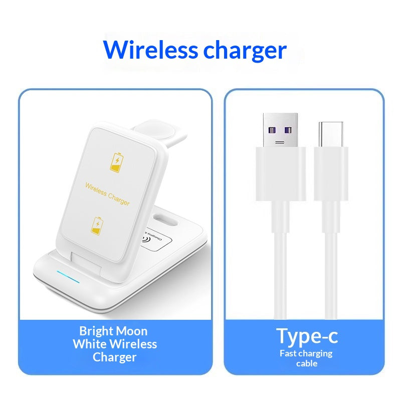 Three In One Fast Charging Bracket Magnetic Base Wireless Charger