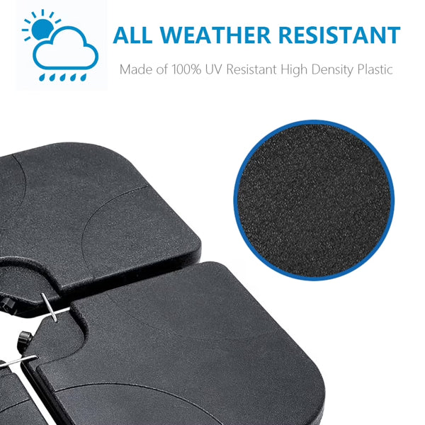 130 Lbs Outdoor Cantilever Umbrella Base, 4-Piece Square Offset Umbrella Stand Plate Set, Water And Sand Fillable, Black (Shipment From Walmart)