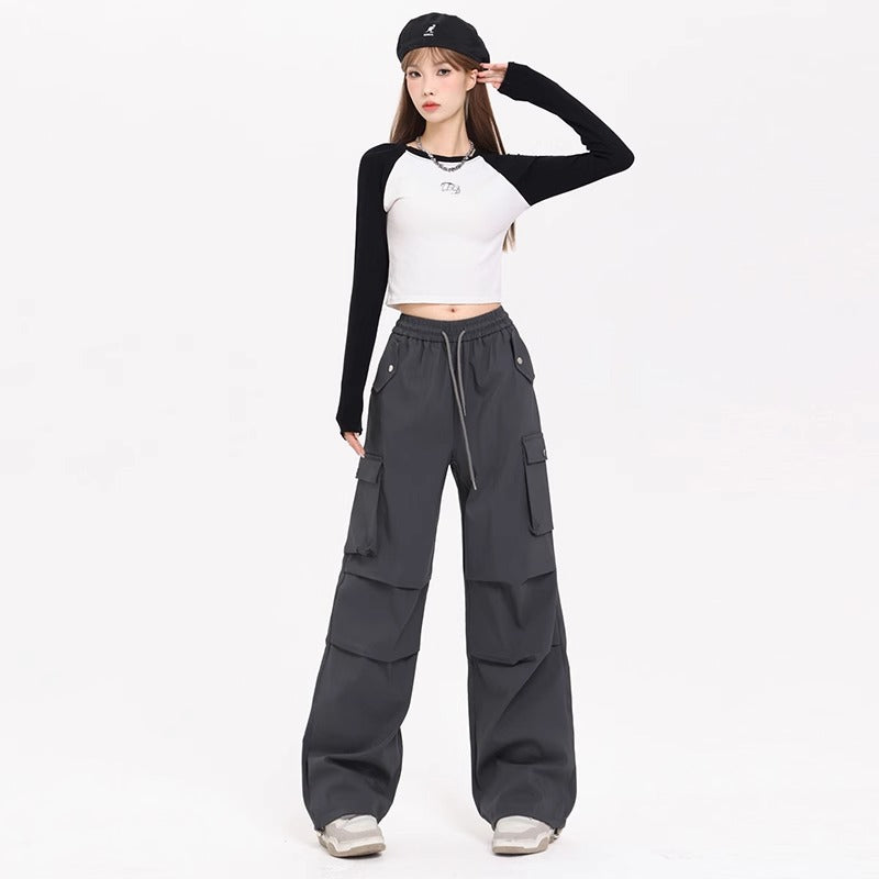 Korean Style Niche Drapey Cargo Pants For Women