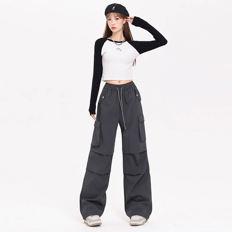 Korean Style Niche Drapey Cargo Pants For Women