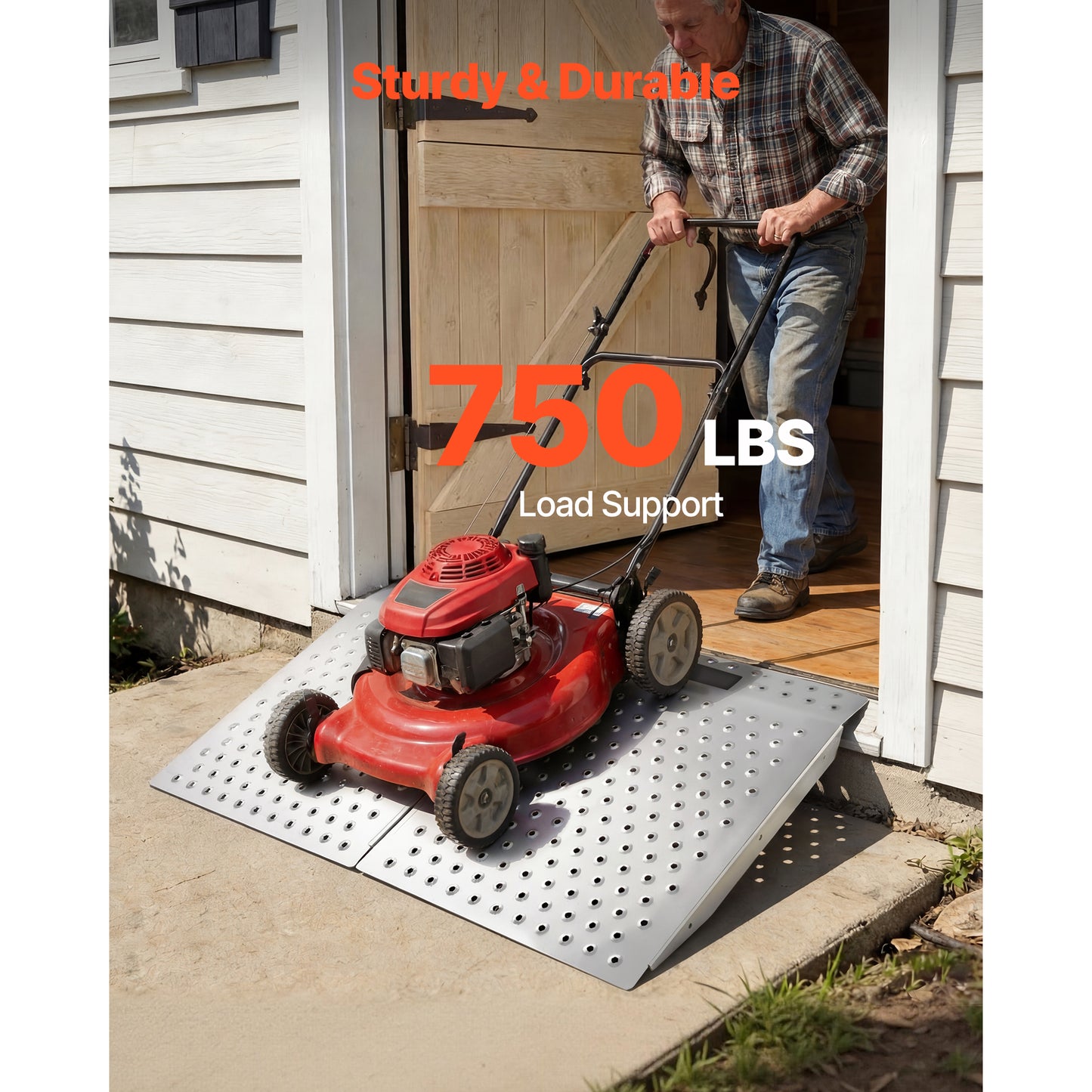 Threshold Ramp For Doorways, 29.5 X 24.3 In, Platform Aluminum Wheelchair Ramp, Non-Slip Door Threshold Ramps, 750 Lbs Load Capacity, For Home Steps, Curbs, Wheelchairs, Walkers, Scooter, Carts