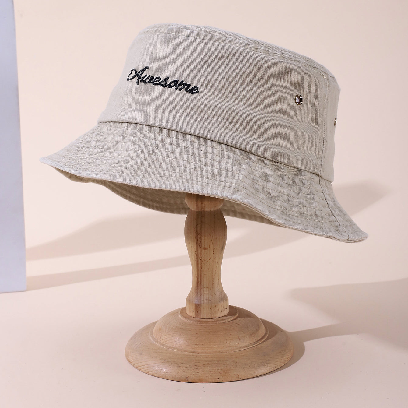 Solid-color Artistic Font Embroidered Washed Denim Casual And Versatile Wide-brimmed Fisherman Hat Suitable For Outdoor Activities And Fishing