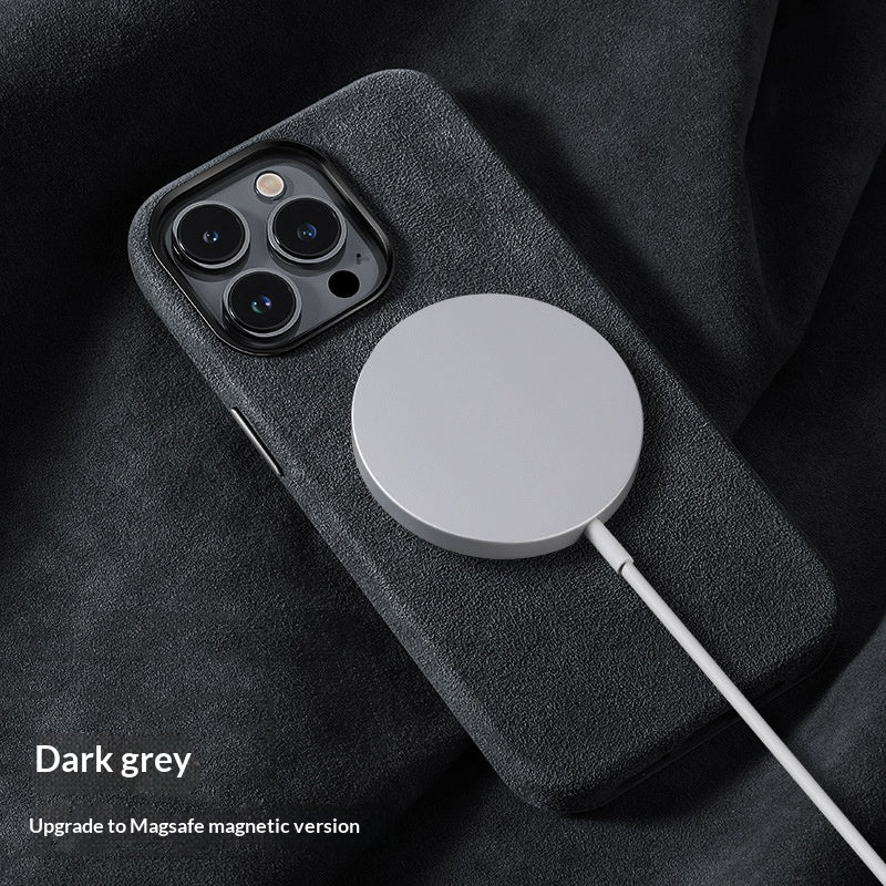 High-end Suede Magnetic Wireless Charging Leather Phone Case