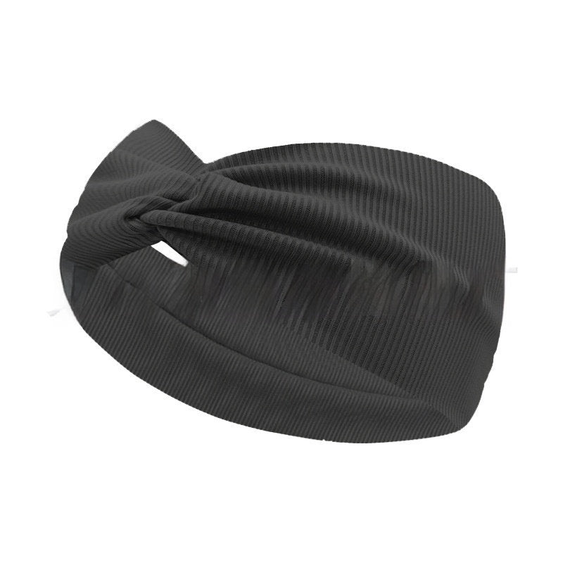 Solid Color High Elastic Knitted Thread Cross Yoga Hair Band