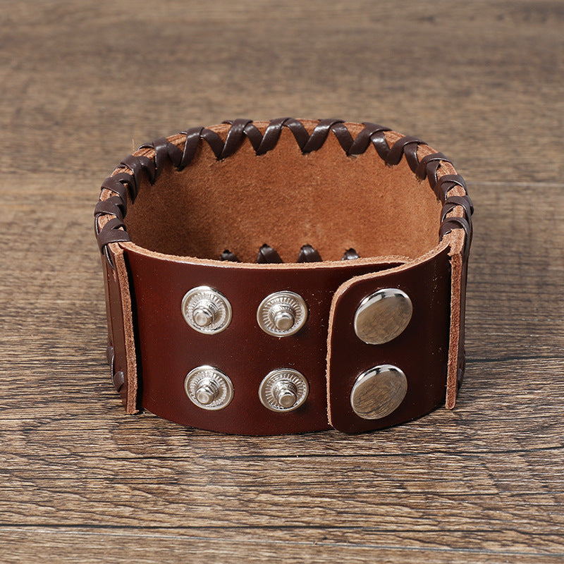 European And American Punk Style Accessories Retro Handmade Woven Leather Bracelet