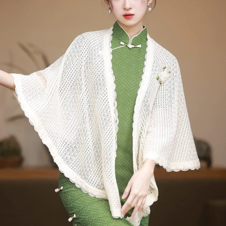 New Hollow-out Cheongsam Chinese-style Minimalist Niche Cloak Jacket And Shawl