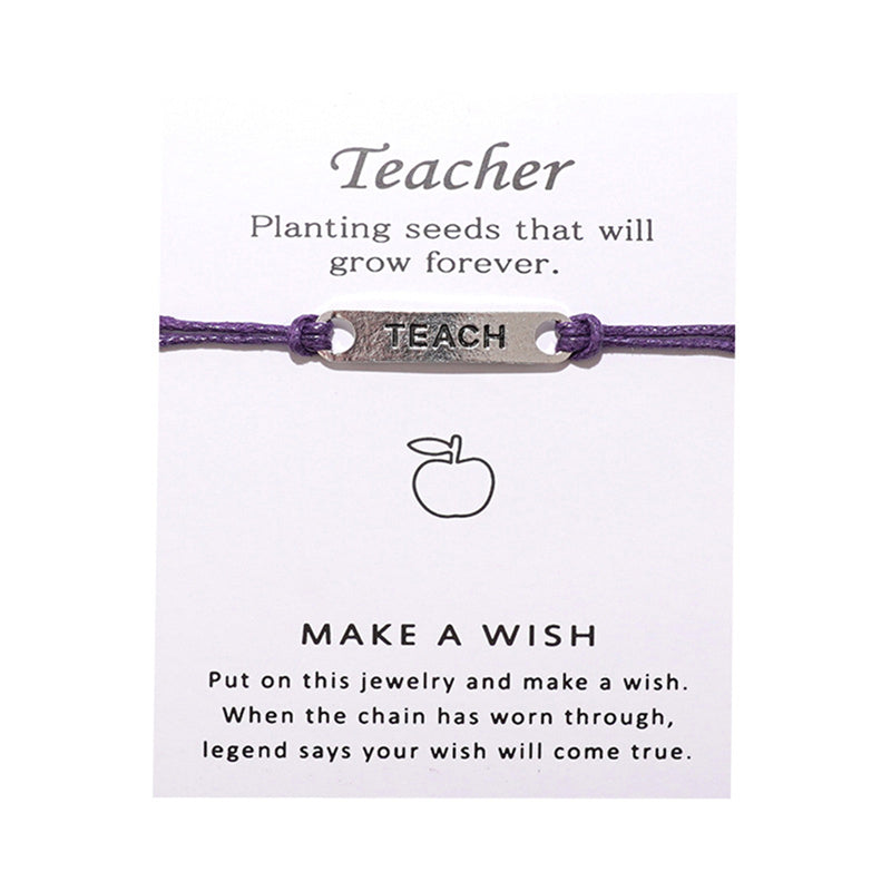 Teach Bracelet Wish Card Handchain As Best Gift For Teachers Alloy Wish Bracelets Jewelry Blessing Bracelet Lucky Rope
