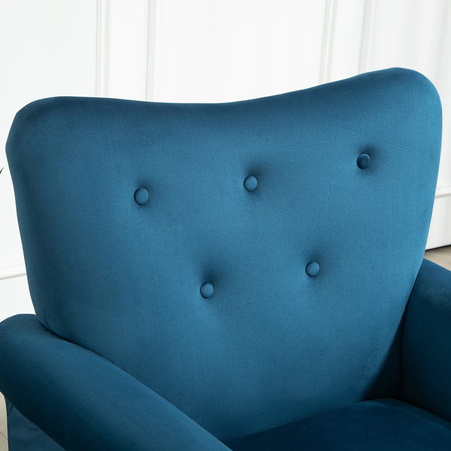 Mid-Century Modern Wingback Accent Chair, Upholstered Fabric Armchair With Sturdy Wood Legs, High-Back Padded Club Chair For Living Room Bedroom Office