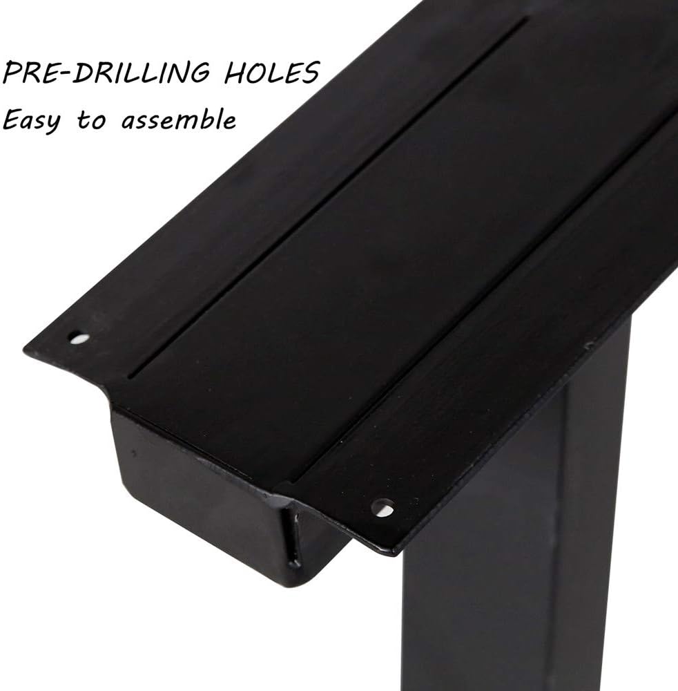 Metal Table Legs 28''x 24'' Heavy-Duty Desk Legs Industrial Furniture Legs For Dinning Table, Computer Table, Office Table 2Pcs-Black