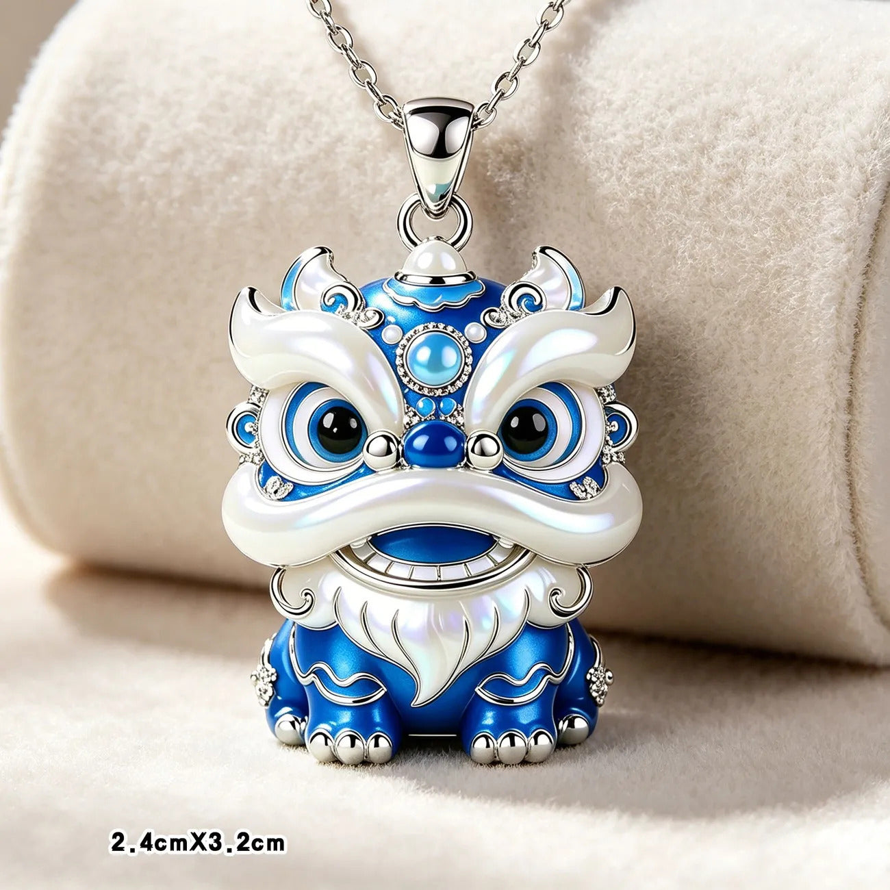 1pcs  Color Enamel 3D Chinese Lion Pendant Necklace, Cute Traditional Oriental Style, For Daily Wear & New Year Lucky Gifts