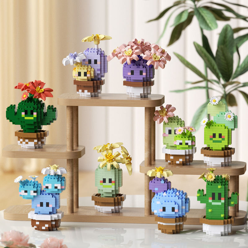 Cactus Succulent Pot Assembling Building Blocks Children's Toys