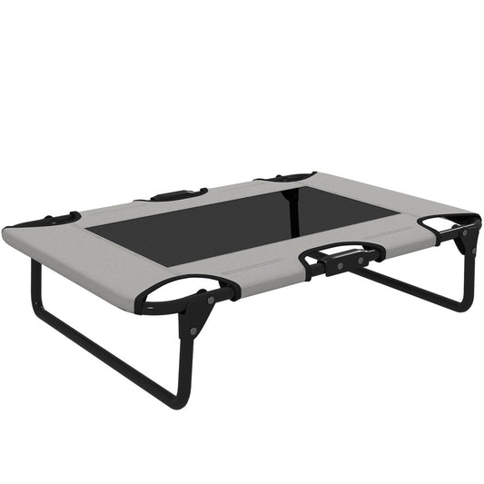 PawHut Portable Raised Dog Bed, Elevated Pet Cot With Breathable Mesh For Indoor Outdoor, For Small Medium Dogs, Light Grey