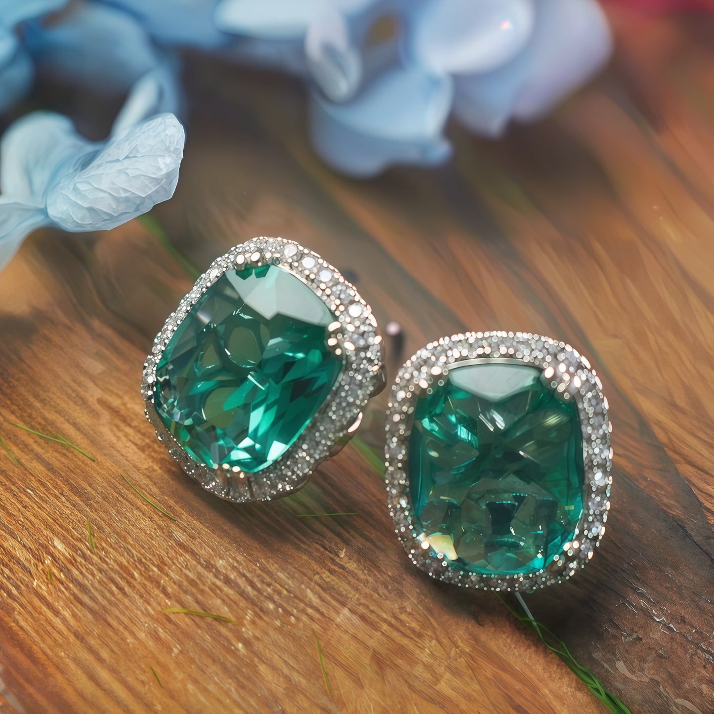 Cushion Shape Emerald Green CZ Single Halo Stud Earrings For Women, Copper Silver Plated White Crystal Vintage Bridal Wedding Daily Statement Jewelry Gift