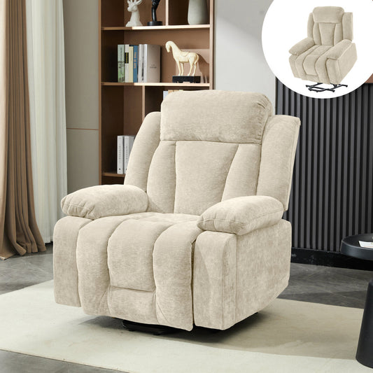 95x94x107cm Massage Chair Electric Recliner With 8-Point Massage And Heating Function, TV Chair With Lifting Function ,Fabric Sofa With Storage Compartment And Side Pockets, And USB,Beige