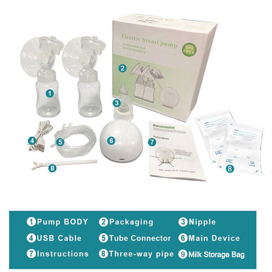 Electric Breast  Mute Automatic Dual Breastpump Baby Infant Feeding With USB
