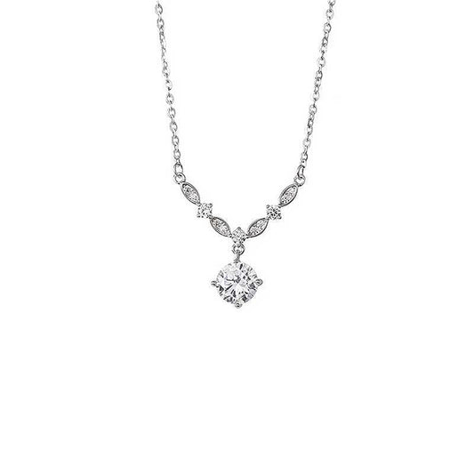 1pcs 999 Sterling Silver V-shaped Zircon Necklace, Dainty Luxury Style, Ideal For Anniversary & Birthday Gifts