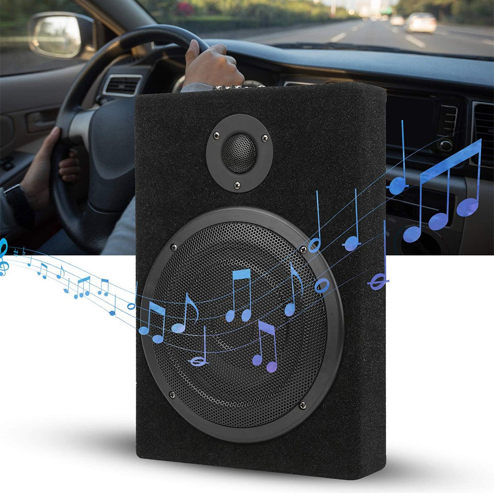 800W 8in  Car Under Seat Active Subwoofer Slim Amplified Sub Audio Speaker Kit 12V