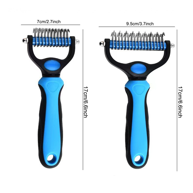 Dematting Comb For Dogs And Cats, Undercoat Rake Pet Brush For Long Hair, Deshedding Dog Brush Removes Tangles Knots And Loose Fur, Grooming Tool For Thick Coats