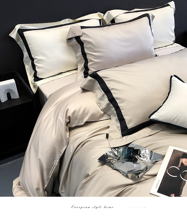 High-end Minimalist Tencel Cotton Vintage Active Printing Home Textile Bedding Four-piece Set