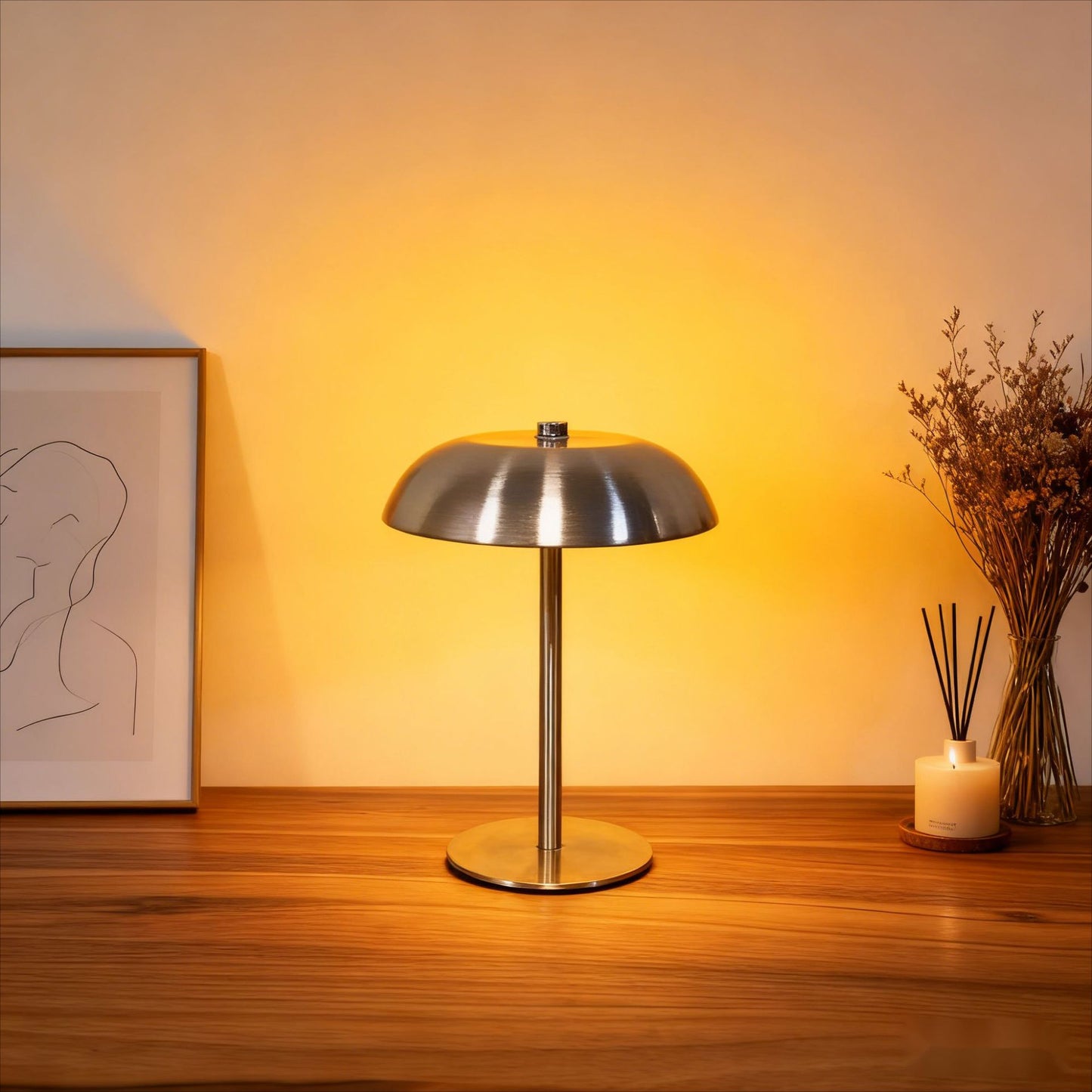 Iron Mushroom Charging Table Lamp For Bedroom And Dining Room Decor
