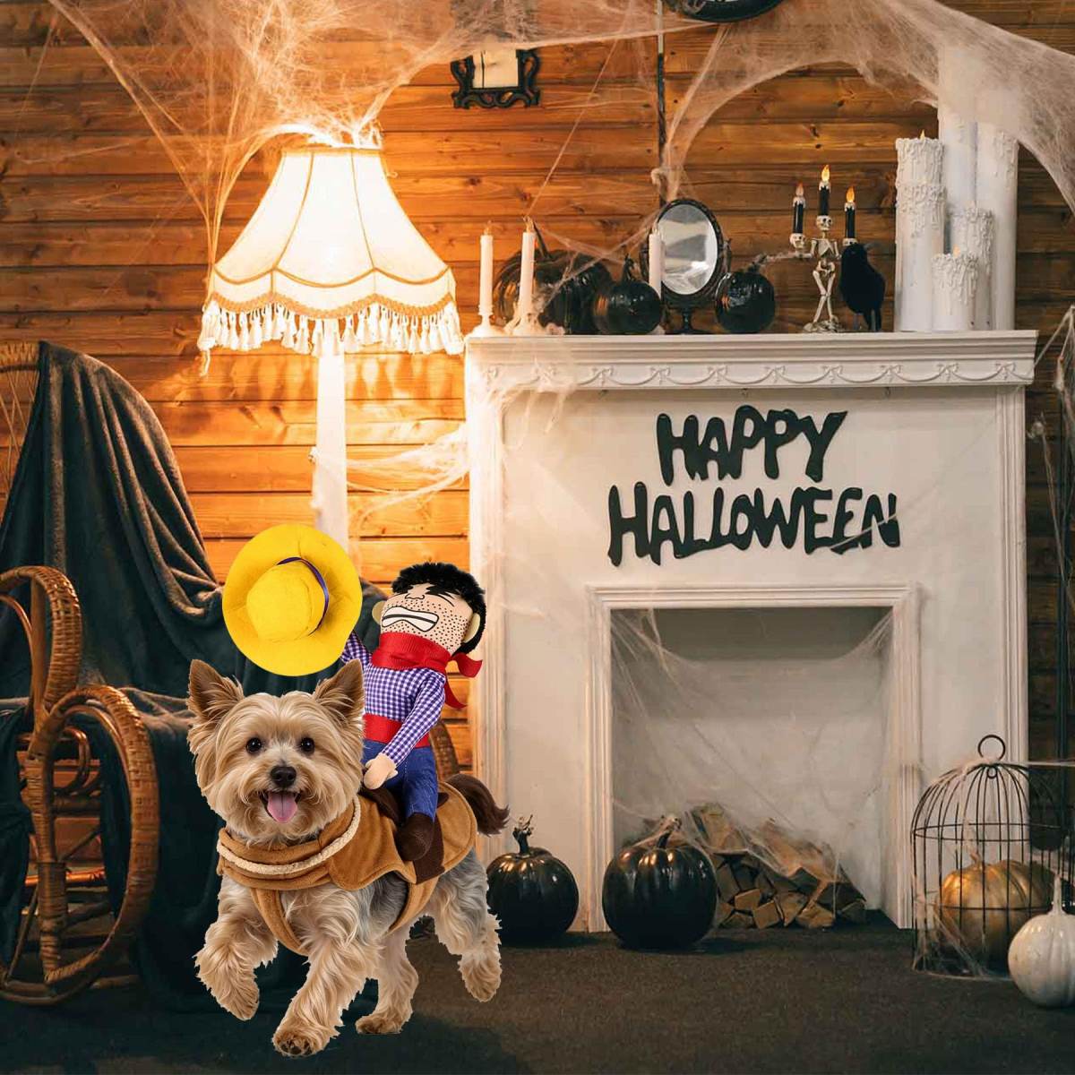 Dog Halloween Costumes, Funny Dog Cowboy Rider Costume, Adjustable Pet Halloween Cosplay Costume For S M L XL  Dogs