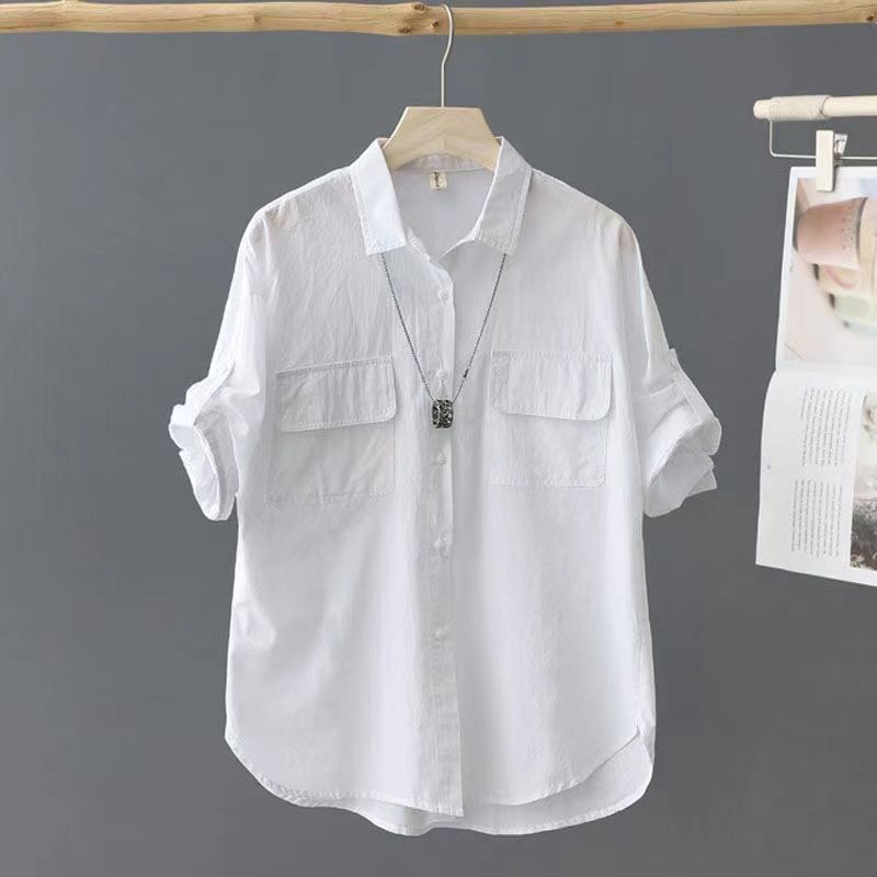Korean-style Solid-color Age-reducing Blouse With Elegant Style